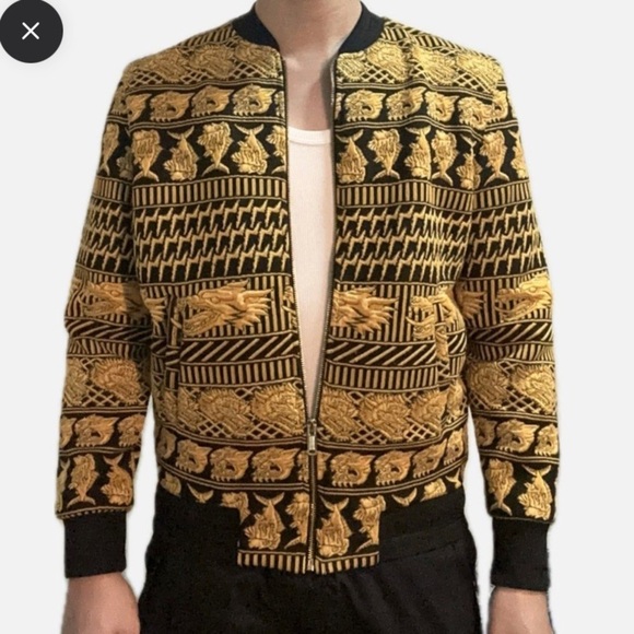 Zara Mens PADDED JACQUARD BOMBER JACKET Size Large - Picture 3 of 15